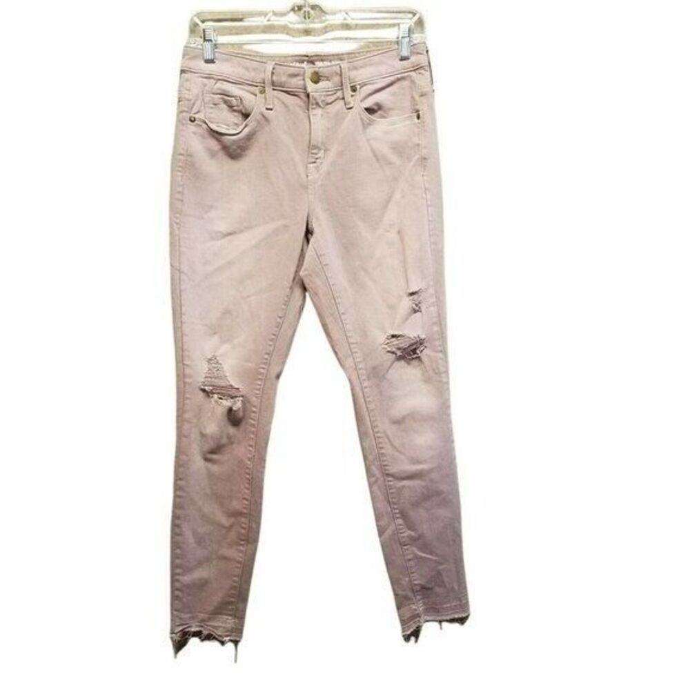 Mossimo Womens Size 6 R Lilac  Solid Tattered High Rise Skinny Jeans
